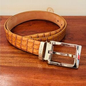 White Ball Zen Buckle Italian Leather Croc Embossed Golf Belt 38 HM in Italy